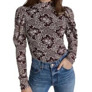 Rebecca Taylor Rochelle Fleur Drape Mock Neck Top